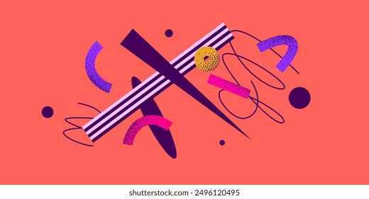 Modern geometric composition of various shapes. Illustration for design. Abstract background in the trend chart. A stylish template for further creativity.