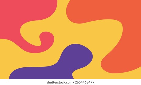 Composição geométrica moderna com formas brancas e violetas sobre laranja. Ótimo para cartazes, marcas e projetos gráficos.