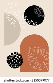 Modern geometric compositions and shapes. Abstract modern background. Backgrounds with geometric shapes. Boho-style wall decor.