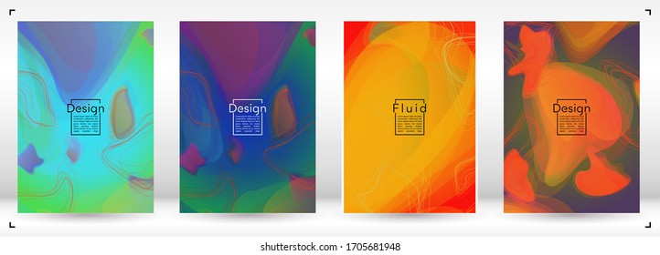 Diseño moderno de portada geométrica con líneas de degradado y abstracto, figuras para su negocio.  Cobertura: Diseño de afiche arco iris fluido, efecto degradado para el informe anual.