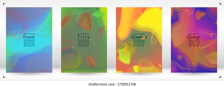 Modernes Geometrisches Deckdesign mit glänzenden und abstrakten Linien, Zahlen für Ihr Unternehmen.  Broschüre Fluid Rainbow Poster Design, Gradient Effect for Performance.