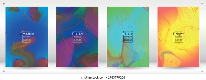 Modern Geometric Cover Design with Gradient and Abstract Lines, Figures for your Business.  Brochure Fluid Rainbow Poster Design, Gradient Effect for Identity.