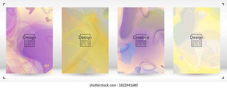 Modern Geometric Cover Design with Gradient and Abstract Lines, Figures for your Business.  Mockup Fluid Rainbow Poster Design, Gradient Effect for Annual Report.