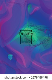 Modern Geometric Cover Design with Gradient and Abstract Lines, Figures for your Business.  Brochure Fluid Rainbow Poster Design, Gradient Effect for Dj Party.