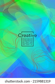 Modern Geometric Cover Design with Gradient and Abstract Lines, Figures for your Business.  Page Fluid Rainbow Poster Design, Gradient Effect for Disco Party.