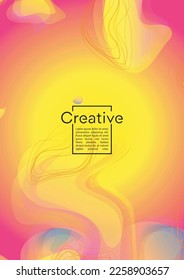 Modern Geometric Cover Design with Gradient and Abstract Lines, Figures for your Business.  Magazine Fluid Rainbow Poster Design, Gradient Effect for Dj Party.