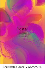 Modern Geometric Cover Design with Gradient and Abstract Lines, Figures for your Business.  Catalog Fluid Rainbow Poster Design, Gradient Effect for Dj Party.
