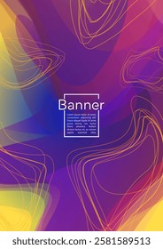Modern Geometric Cover Design with Gradient and Abstract Lines, Figures for your Business.  Booklet Fluid Rainbow Poster Design, Gradient Effect for Branding.