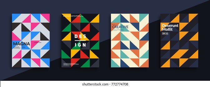 Modern geometric covers design. Traingle shapes composition. Eps10 vector.