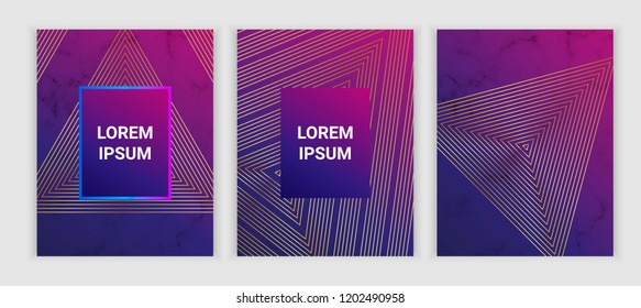 Modern geometric covers with  on the marble texture, fluid elements. Trendy colorful design with lines. Background for banner, poster, flyer, card, placard, party, invite.
