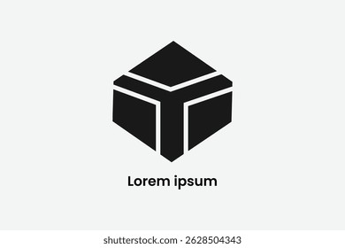 Modern geometric cube logo with bold isometric design on light background