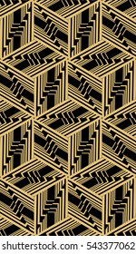 modern geometric design. abstract shape cube. vector illustration. gold on black