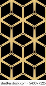 modern geometric design. abstract shape cube. vector illustration. gold on black