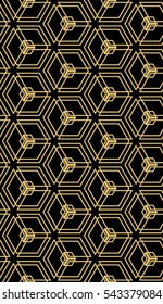 modern geometric design. abstract shape cube. vector illustration. gold on black