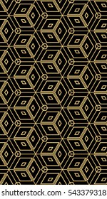 modern geometric design. abstract shape cube. vector illustration. gold on black
