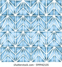 Modern geometric design in aqua blue and white. Seamless vector pattern.