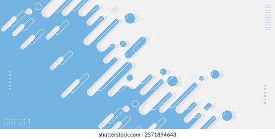 Modern Geometric Design with Blue Rounded Lines and Dots