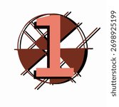 Modern geometric design featuring the number one in bold pink tones over abstract brown circular shapes and intersecting lines