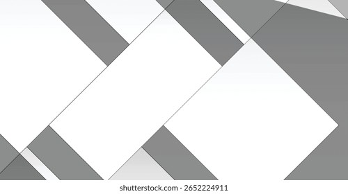 Design geométrico moderno com interseção de formas cinzentas e brancas, criando uma estética limpa e minimalista.