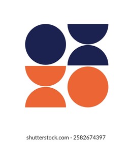 modern geometric design isolated white background. orange, blue, simple.