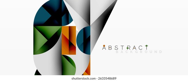 Modern geometric design. Overlapping shapes create dynamic visual effect. Clean lines, vibrant colors, minimalist style.