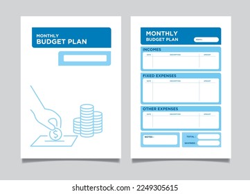 Modern geometric design Ready to print A4 Size Monthly Budget planner template design. Printable budget planner design layout.