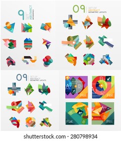 Modern geometric design temlates for universal diagrams, presentation banners, number options and workflow layouts. Vector illustration