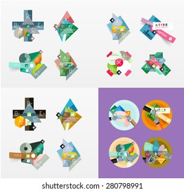 Modern geometric design temlates for universal diagrams, presentation banners, number options and workflow layouts. Vector illustration