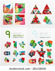 Modern geometric design temlates for universal diagrams, presentation banners, number options and workflow layouts. Vector illustration