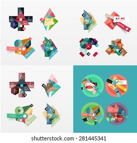 Modern geometric design temlates for universal diagrams, presentation banners, number options and workflow layouts. Vector illustration