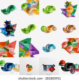 Modern geometric design temlates for universal diagrams, presentation banners, number options and workflow layouts. Vector illustration