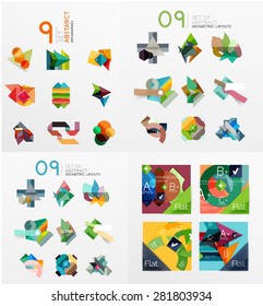 Modern geometric design temlates for universal diagrams, presentation banners, number options and workflow layouts. Vector illustration