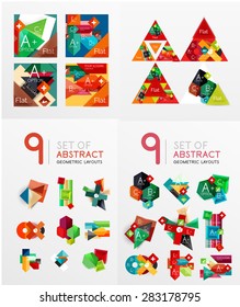 Modern geometric design temlates for universal diagrams, presentation banners, number options and workflow layouts. Vector illustration