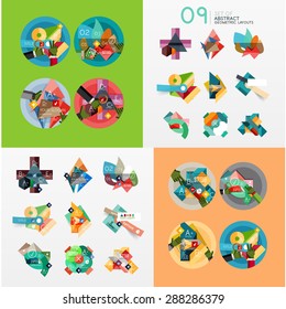 Modern geometric design temlates for universal diagrams, presentation banners, number options and workflow layouts. Vector illustration