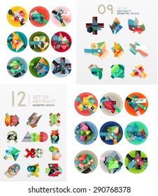 Modern geometric design temlates for universal diagrams, presentation banners, number options and workflow layouts. Vector illustration