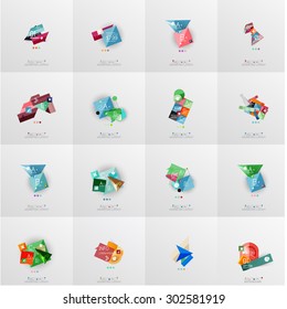 Modern geometric design temlates for universal diagrams, presentation banners, number options and workflow layouts. Vector illustration