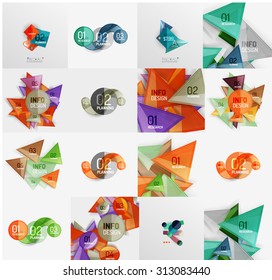 Modern geometric design temlates for universal diagrams, presentation banners, number options and workflow layouts. Vector illustration