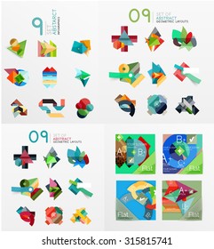 Modern geometric design temlates for universal diagrams, presentation banners, number options and workflow layouts. Vector illustration