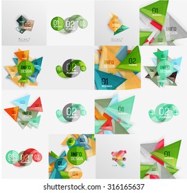 Modern geometric design temlates for universal diagrams, presentation banners, number options and workflow layouts. Vector illustration