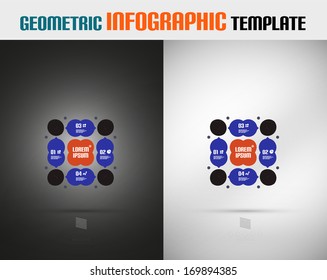 Plantilla de diseño geométrico moderno para infografías | antecedentes empresariales | banderas numeradas | líneas de negocio | vector de diseño de sitio web gráfico