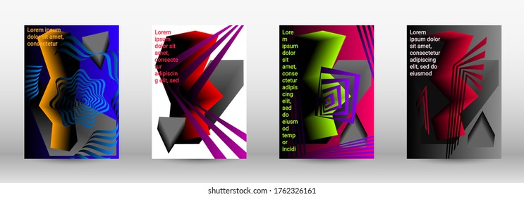 Plantilla de diseño geométrico moderno. Un conjunto de cubiertas abstractas modernas. Diseño de portada a la moda de líneas curvas, formas geométricas. Ilustración vectorial. EPS 10.