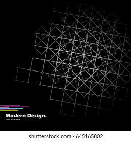 Modern geometric design. Trellis structure in monochrome.