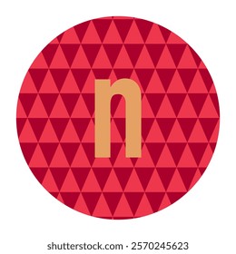 Modern Geometric Design with Triangular Patterns and lowercase “n” in Red Circle