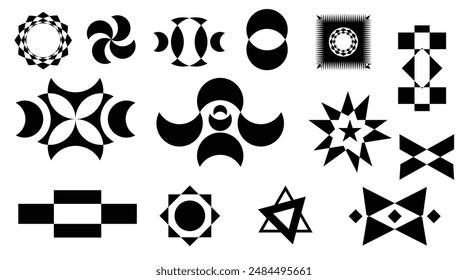 Modern Geometric Designs: Futuristic, Brutalist, and Abstract Illustrations - Minimalist Posters, Banners, Wallpapers, and Patterns with Monochrome, Bauhaus, Y2K, and Acid Art Styles