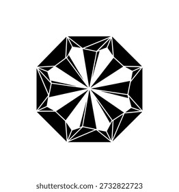 Modern Geometric Diamond Icon Abstract Crystal Gemstone Vector Illustration Minimalist Faceted Jewel Silhouette Logo Template for Jewelry Branding