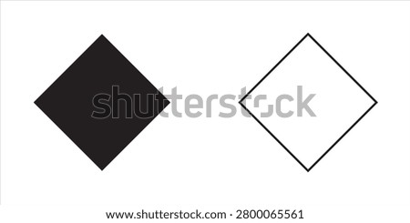Modern Geometric Diamond Shape Icons Set – Solid and Outline Abstract Vector Illustration