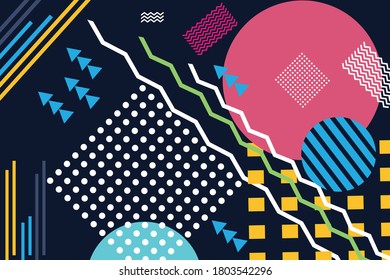 Modern geometric elements shape style trending abstract design for vector background with different shapes and colors concept creative template decoration banner colorful cover