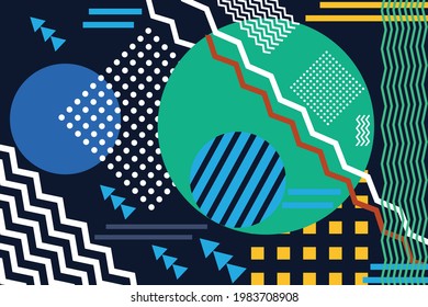 Modern geometric elements shape style trending abstract design for background with different shapes and colors concept creative template decoration pattern technology