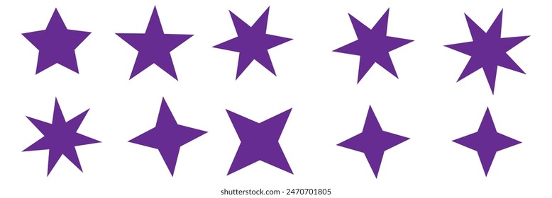 Moderne geometrische Elemente, leuchtende Sterne-Ikonen, abstrakte funkelnde Silhouetten.  Die Menge der originalen Vektorgrafik Sterne funkeln Symbol. Helles Feuerwerk, Dekorationsfunkeln, glänzender Blitz. 11:11