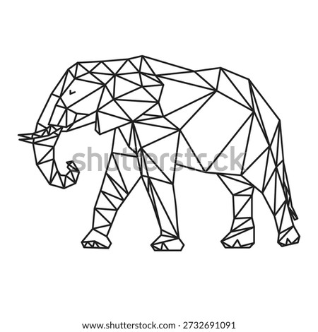 Modern Geometric Elephant Outline Vector. Low Poly Line Art Animal Logo